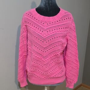 LOFT Petites Bright Pink Popcorn Bobble Knit Sweater |‎ Size SP |
